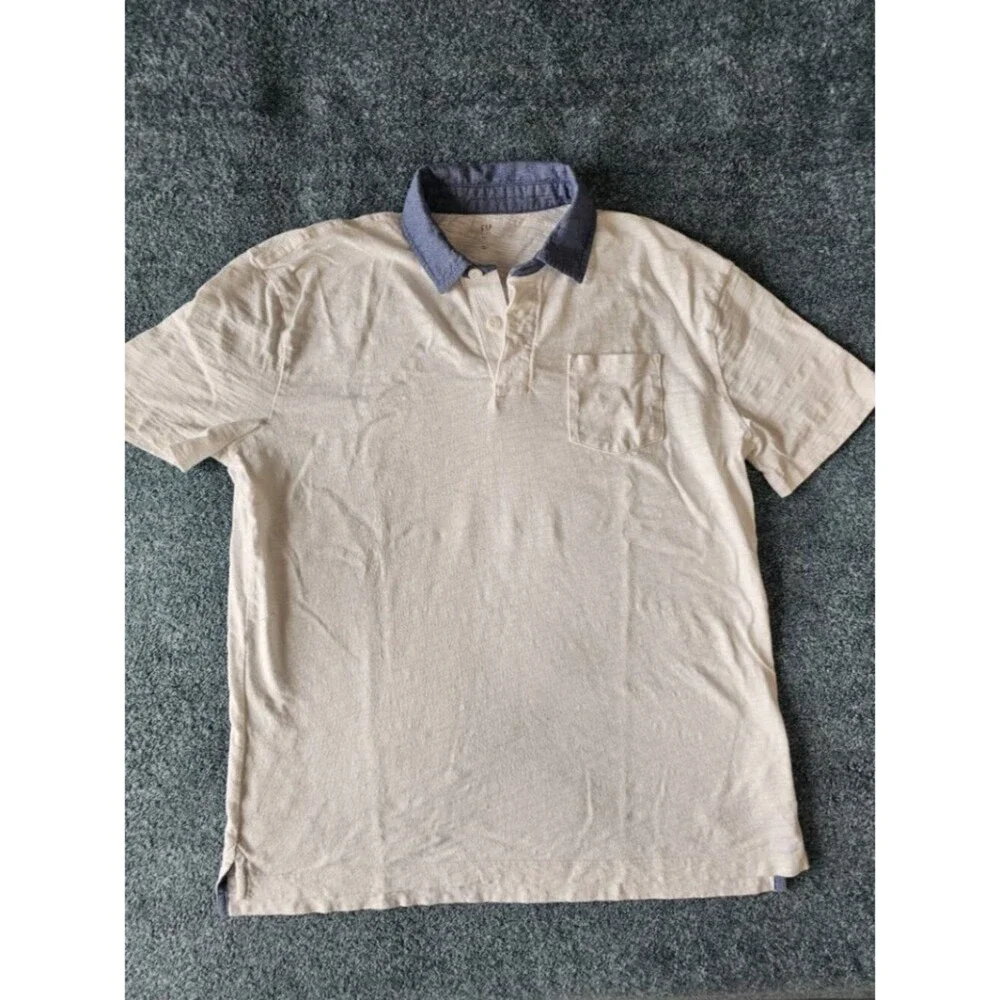 Gap Kids Polo Shirt White Blue Chambray Collar Short Sleeve Size XXL